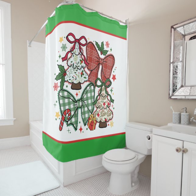 Lace Plaid Coquette For Christmas  Duschvorhang (Beispiel)