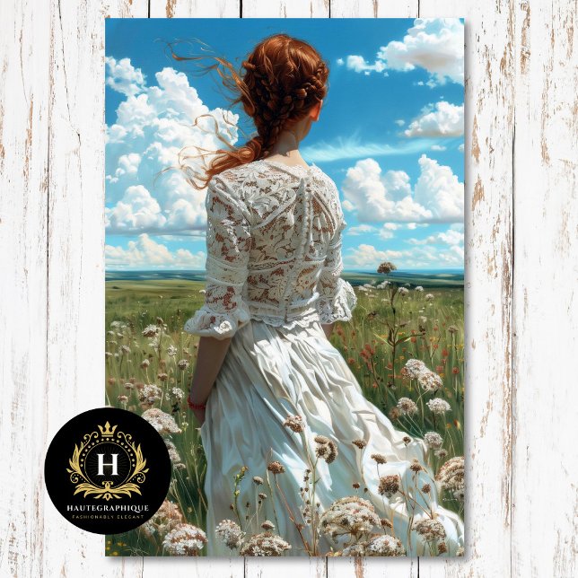 Lace Prairie Girl Romantische Landschaft Découpage Seidenpapier (Von Creator hochgeladen)