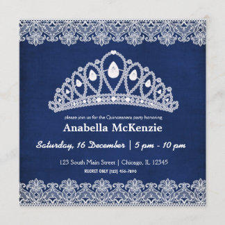 Lace Quinceanera (blau) Einladung