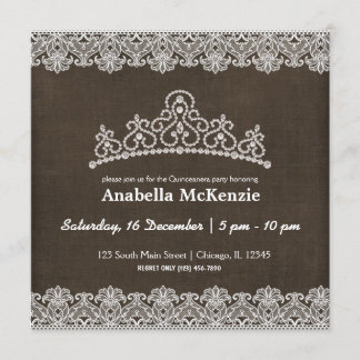 Lace Quinceanera (Brown) Einladung