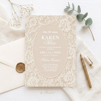 Lace Quinceanera Einladung