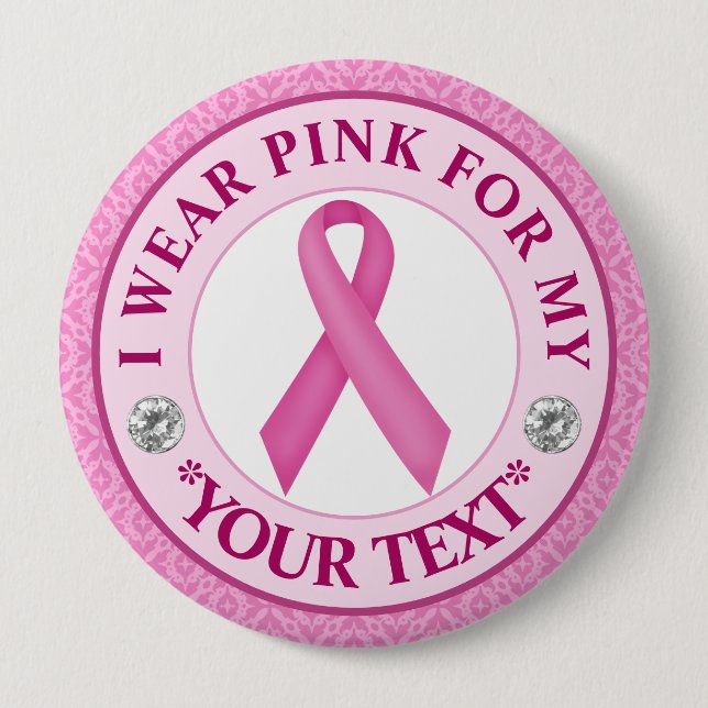 Lace Ribbon Breast Cancer Awareness Design Button (Vorderseite)