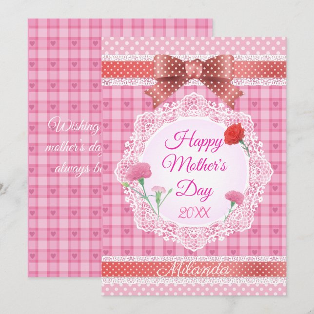 Lace Ribbon Happy Mother Day Karte (Vorne/Hinten)