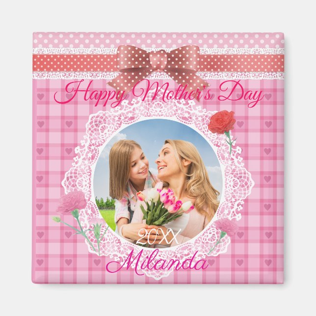 Lace Ribbon Happy Mother Day Magnet (Vorne)