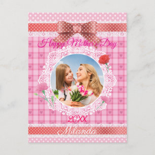 Lace Ribbon Happy Mother Day Postcard Postkarte
