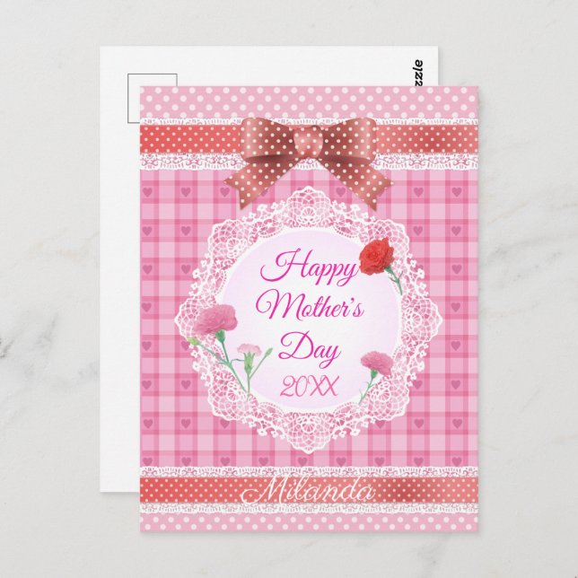 Lace Ribbon Happy Mother Day Postkarte (Vorne/Hinten)