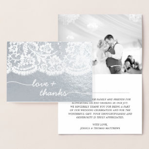 Lace Script Foto Wedding Vielen Dank Folienkarte
