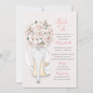 Lace Shoe with Bouquet Bridal Shower Invitation Einladung