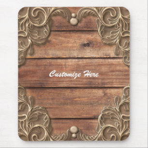 Lace Wood Rustic Vintager Western Bauernhof Chic Mousepad