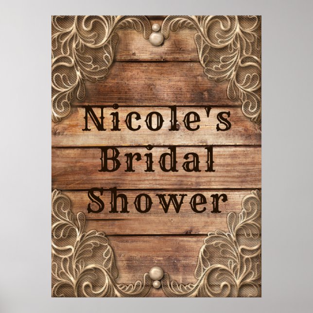 Lace Wood Rustic Vintager Western Elegantes Banner Poster (Vorne)