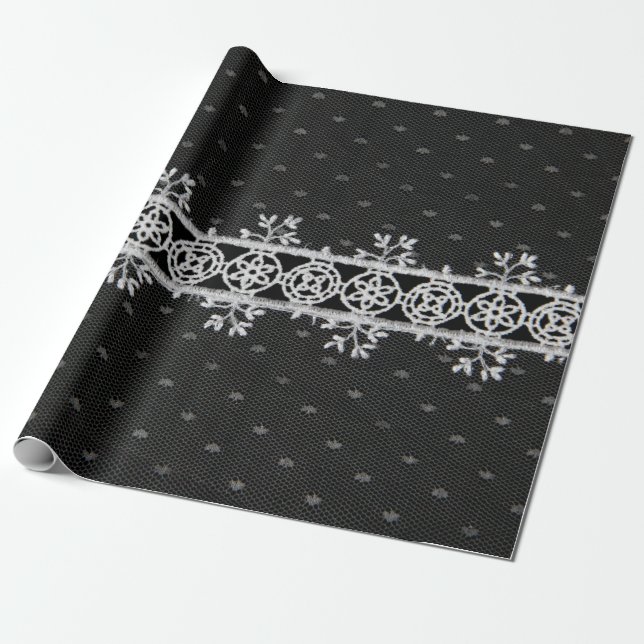 lacework line on black background geschenkpapier (Ungerollt)