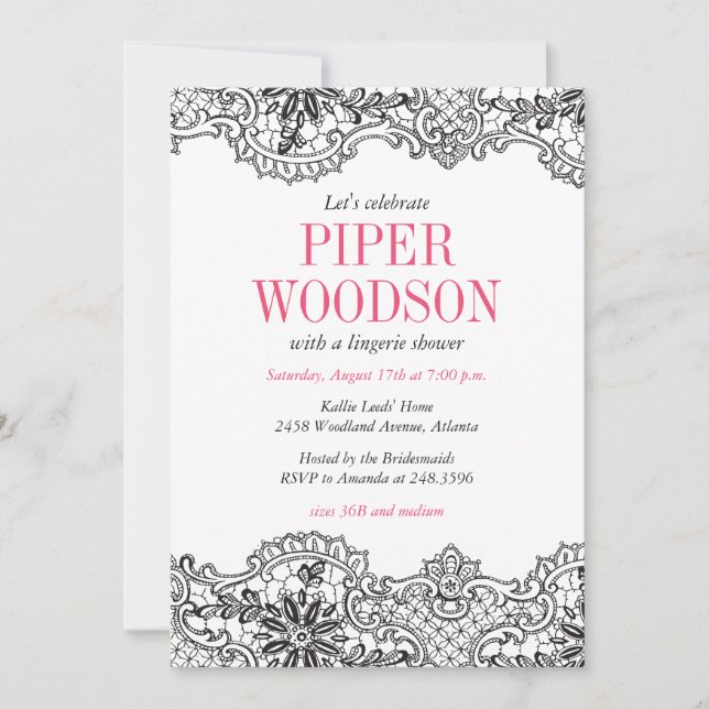 Lacey Lingerie Dusche Einladung (Vorderseite)