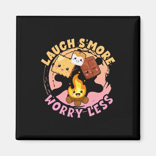 Lach mehr, sorge dich weniger Wochenend-Camping Ki Magnet (Vorne)
