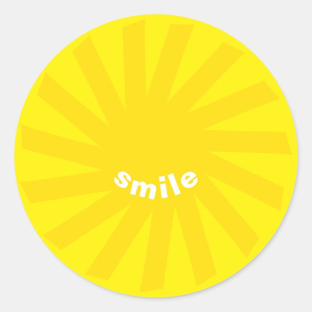 Lächelgelbe Sonne hell fröhlicher Spaß modern fröh Runder Aufkleber (Vorderseite)