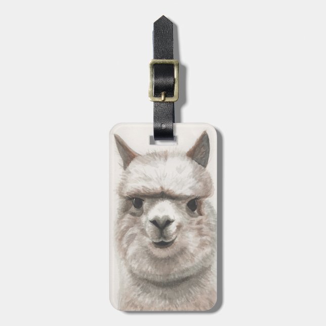 Lächeln Alpaca Gepäck Tag Llama Bag ID Gepäckanhänger (Vorderseite vertikal)