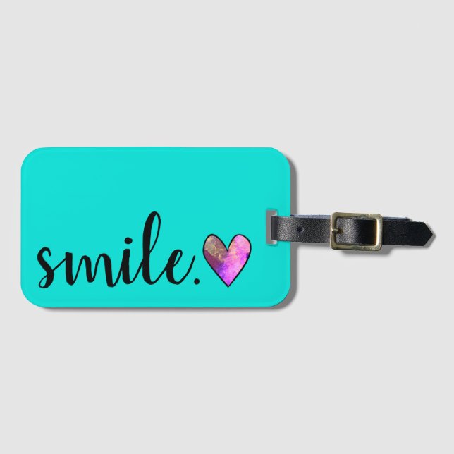 LÄCHELN - Aquarell-Herz Gepäckanhänger (Vorderseite (Horizontal))