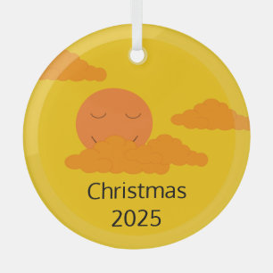 Lächeln, aufsteigende Sonne mit Popcorn Wolken: Go Ornament Aus Glas