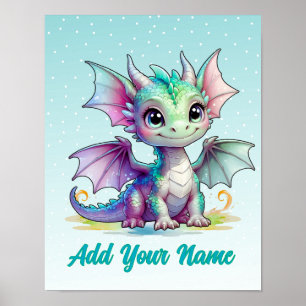 Lächeln Baby Dragon - Individuelle Name Poster