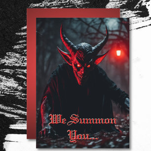 Lächeln Beängstigend Red Mit Augen Crawling Devil Einladung