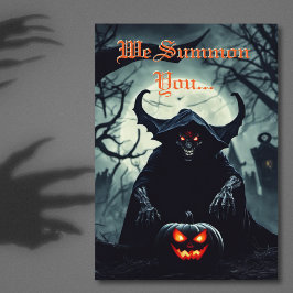 Lächeln Beängstigend Red Mit Augen Demon Halloween Einladung