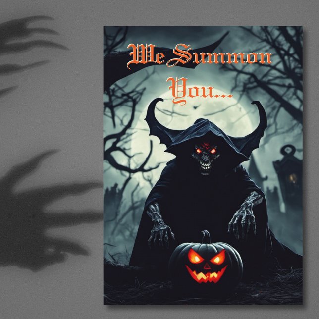 Lächeln Beängstigend Red Mit Augen Demon Halloween Einladung (Smiling Scary Red Eyed Demon Halloween Party Invitation)