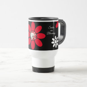 Lächeln blühen Niedliche Hunde Red Blume Reisebecher
