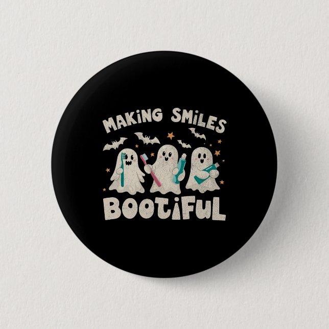 Lächeln bootischer Halloween Funny Ghost Denti Button (Vorderseite)