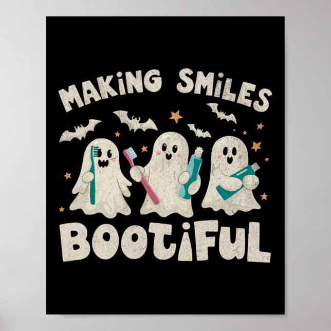 Lächeln bootischer Halloween Funny Ghost Denti Poster (Vorne)