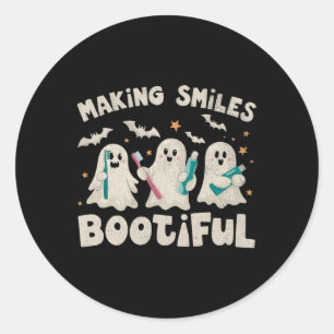 Lächeln bootischer Halloween Funny Ghost Denti Runder Aufkleber