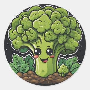 Lächeln Broccoli Garden Runder Aufkleber