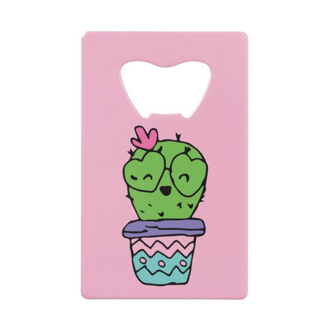Lächeln Cactus Art Valentines Geldbeutel Flaschenöffner (Vorderseite)