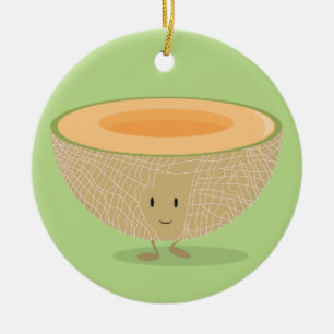 Lächeln Cantaloupe Frucht Weihnachten Keramik Ornament