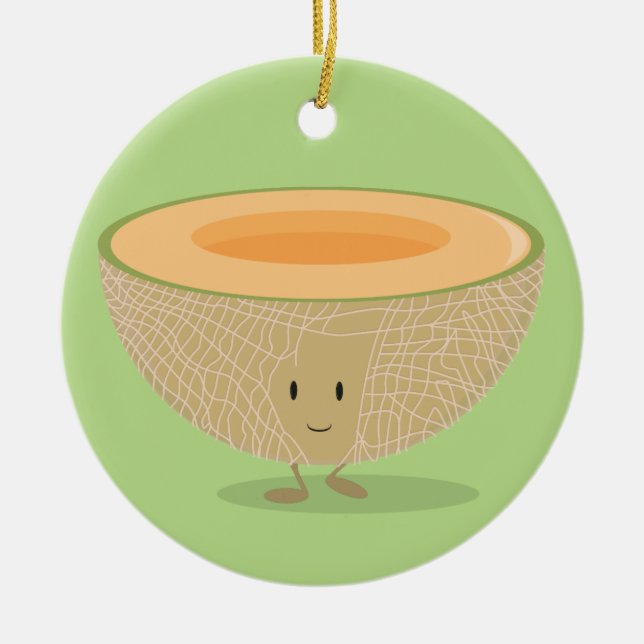 Lächeln Cantaloupe Frucht Weihnachten Keramik Ornament (Vorne)