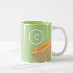 Lächeln Cantaloupe Monogram Melon Food Zweifarbige Tasse