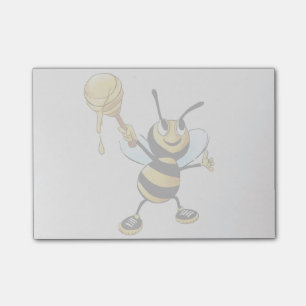 Lächeln Cartoon Honey Bee Holding up Dipper Post-it Klebezettel