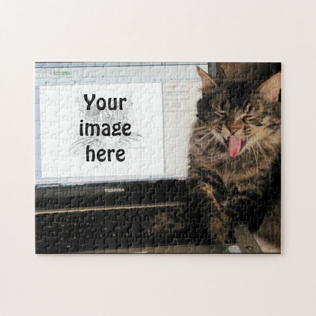 Lächeln Cat Meme your Image auf Computer Puzzle (Horizontal)