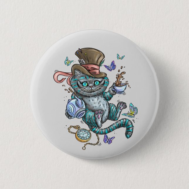 Lächeln Cheshire Cat Button (Vorderseite)