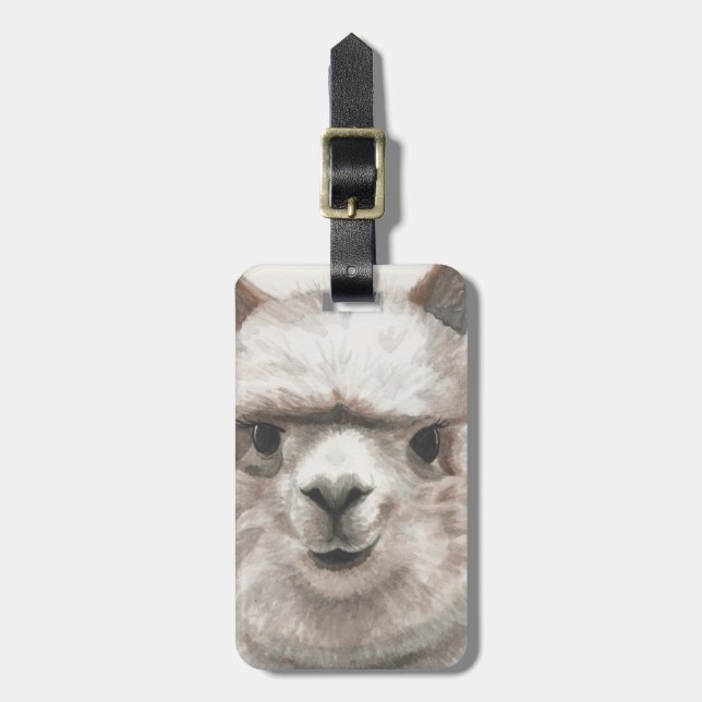 Lächeln der Alpaca Gepäckmarke Llama Bag ID Gepäckanhänger (Vorderseite vertikal)