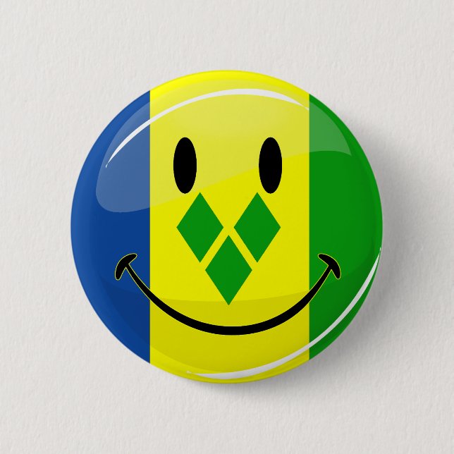 Lächeln der Flagge des St. Vincent und der Grenadi Button (Vorderseite)