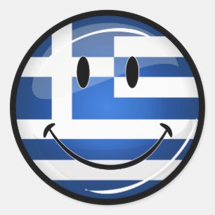 Lächeln der griechischen Flagge Runder Aufkleber