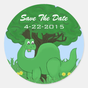 Lächeln Dinosaurier Save the Date Stickers