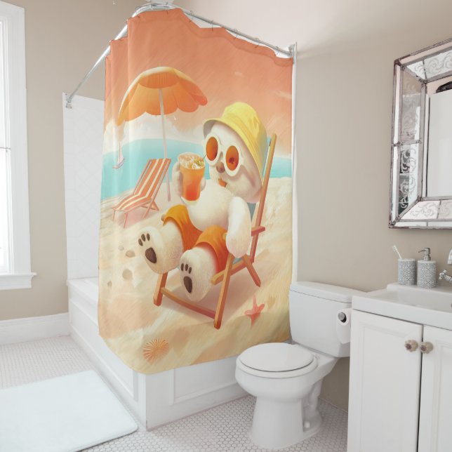 Lächeln Dog - Strandmodus eingeschaltet Duschvorhang (Beispiel)