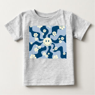 Lächeln - Dunkelblau, hellblau und Creme Baby T-shirt