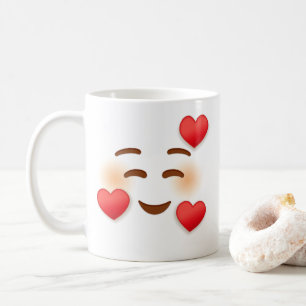 Lächeln Emoji mit Herz Kaffeetasse