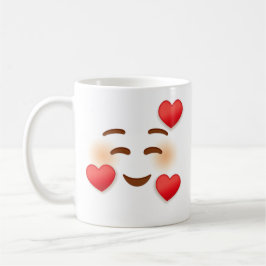 Lächeln Emoji mit Herz Kaffeetasse