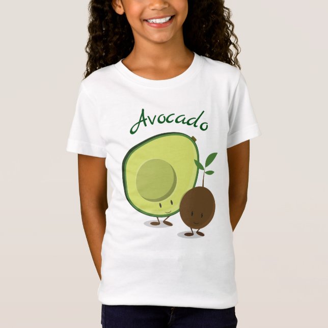 Lächeln freundlich Avocado Karikaturen T-Shirt (Vorderseite)