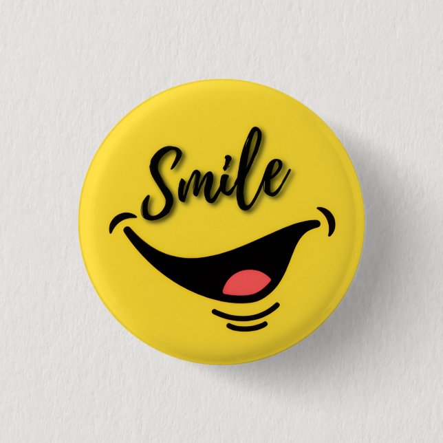 Lächeln 😊 | Fröhliches gelbes Abzeichen | Positiv Button (Vorderseite)