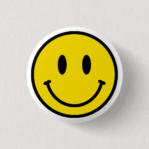 Lächeln Gelb Schwarz-weiß Happy Face Emoji Button