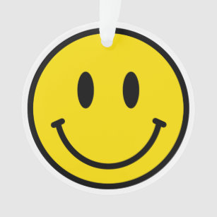 Lächeln Gesicht gelb Schwarz-weiß Happy Face Emoji Ornament