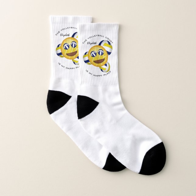 Lächeln Gesicht glücklich Platz Mädchen Volleyball Socken (Paar)